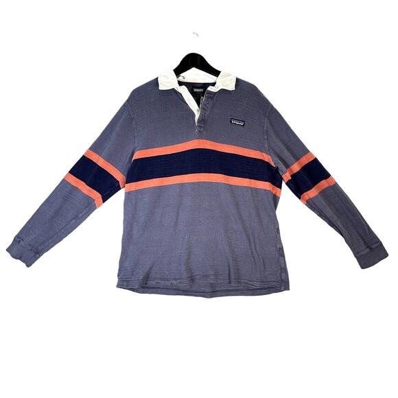Patagonia Other - Patagonia Men's Organic Cotton Rugby Polo Shirt Blue Orange